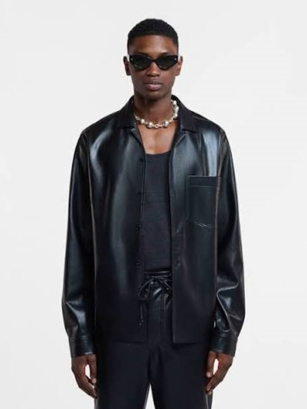 Nanushka Duco Okobor™ Alt-Leather Long Sleeve Shirt